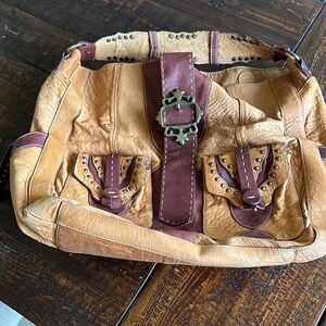 Betsy Johnson Brown and Tan Leather tote Bag